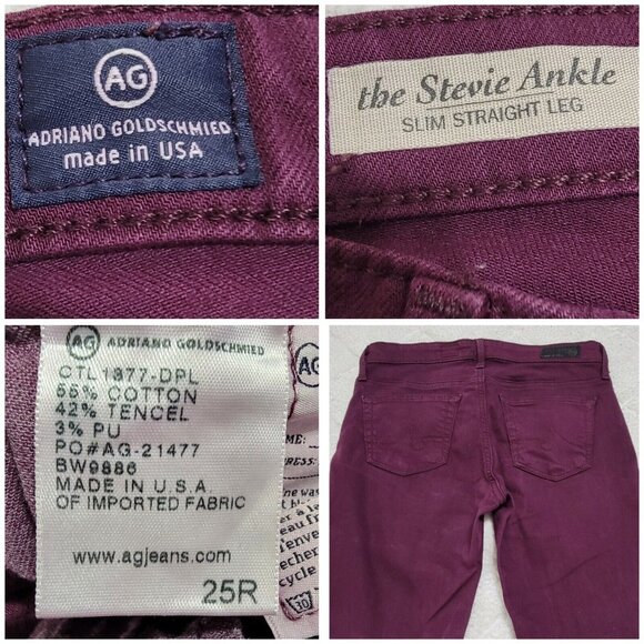 AG Adriano Goldschmied Gray Purple Anthropologie Yellow Women Jeans Lot of 3 25R - Picture 9 of 12